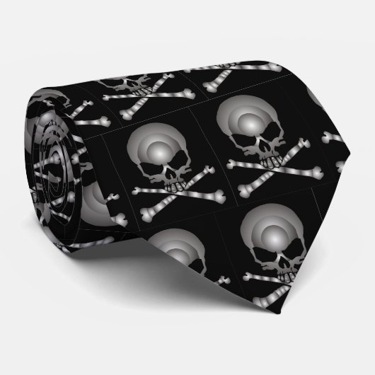 Schwarze Schädel-Krawatte Krawatte (Gerollt)