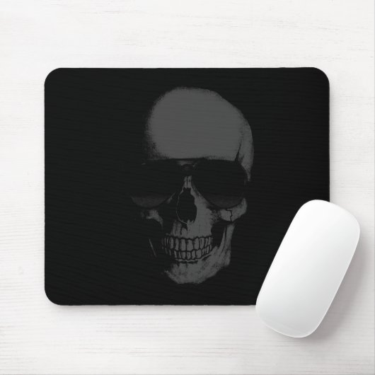Schwarze Schädel-Mausunterlage Mousepad (Mit Mouse)