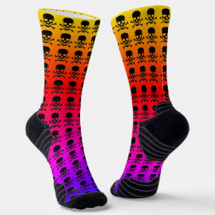 Schwarze Schädel Neon Hochleistungssocken Socken