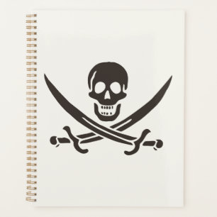 Schwarze Schädel-Schwerter Piratenflagge von Calic Planer