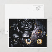 Schwarze Schädel und Augensockel Postkarte (Vorne/Hinten)