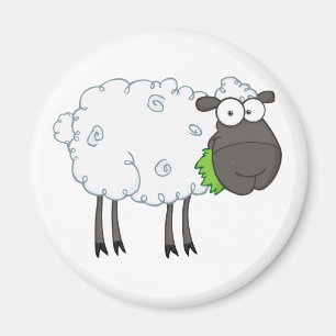 Schwarze Schaf-Cartoon-Charakter Magnet
