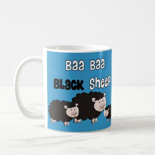 Schwarze Schaf-Entwürfe "Blöken-Blöken-schwarze Kaffeetasse (Links)