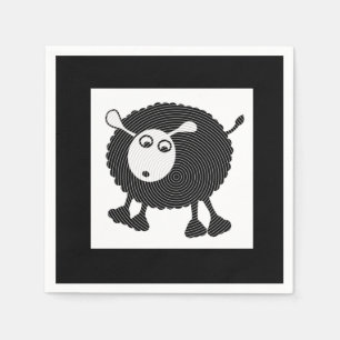Schwarze Schaf-Papier Serviette-Set von 50 Serviette