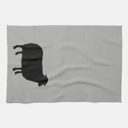 Schwarze Schaf-Silhouette Geschirrtuch (Horizontal)