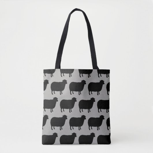 Schwarze Schaf-Silhouette-Muster Tasche (Vorderseite)