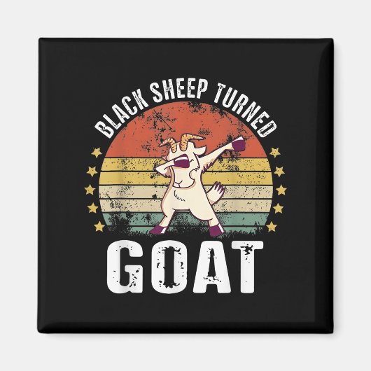 Schwarze Schafe Drehziege Funny Goat Retro Spaß Mo Magnet (Vorne)