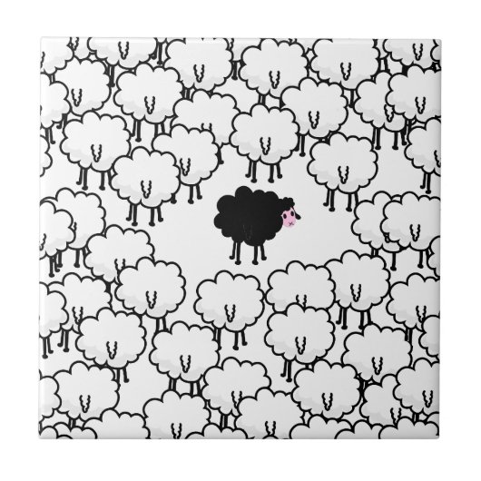 Schwarze Schafe Fliese (Vorderseite)