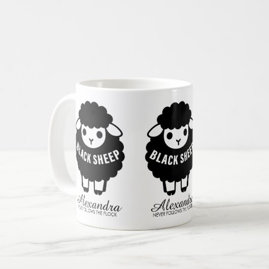 Schwarze Schafe folgen der Herde nie Kaffeetasse (Vorderseite Links)