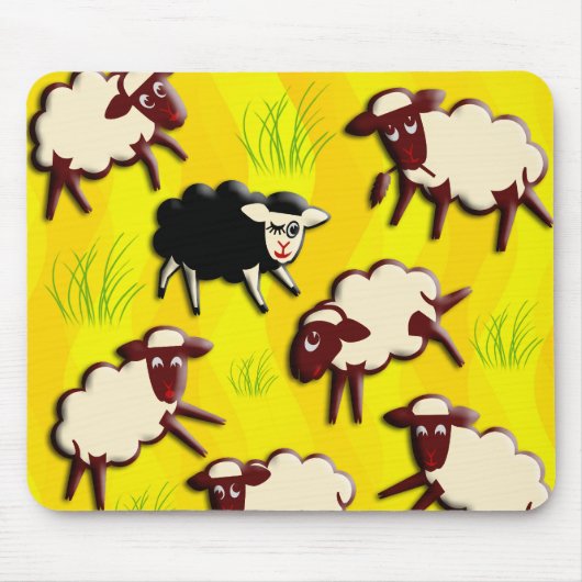 Schwarze Schafe | Gelbschwellen Mousepad (Vorne)