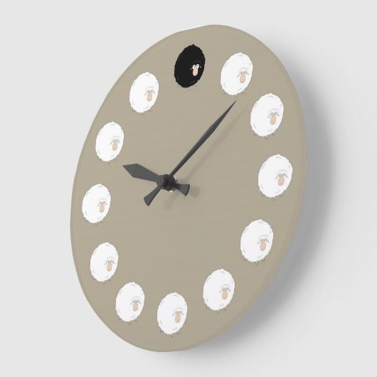 Schwarze Schafe Große Wanduhr (Winkel)