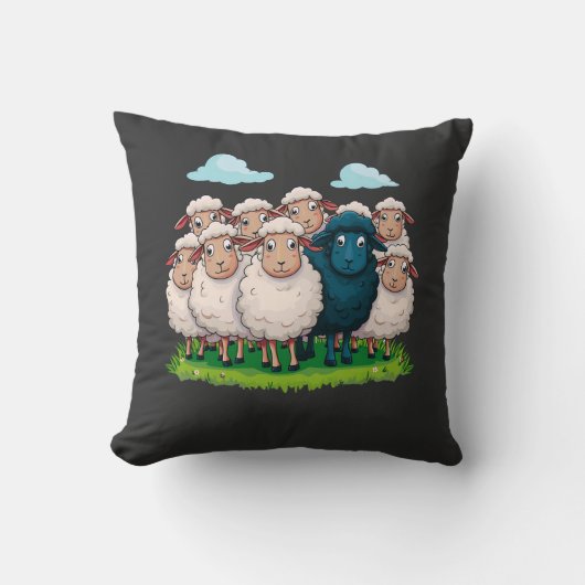 Schwarze Schafe Kissen (Vorderseite)