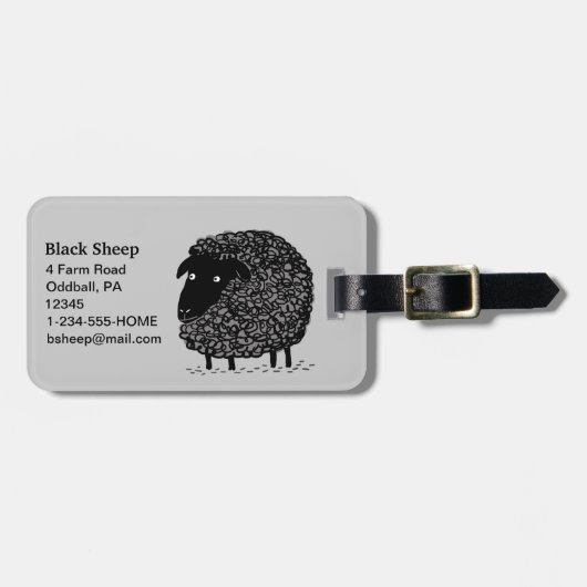 Schwarze Schafe mit anpassbarem Text Gepäckanhänger (Vorderseite horizontal)