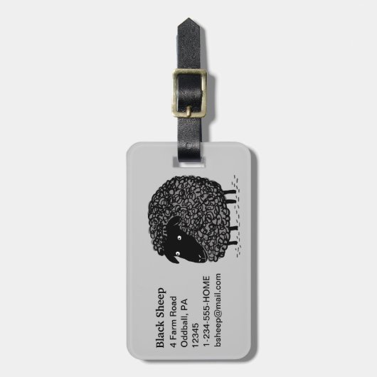 Schwarze Schafe mit anpassbarem Text Gepäckanhänger (Vorderseite vertikal)