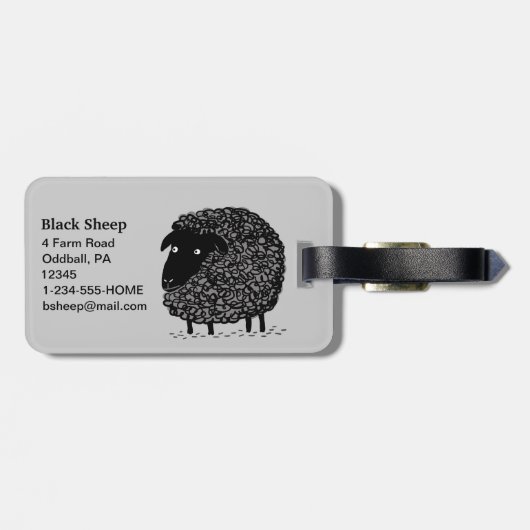 Schwarze Schafe mit anpassbarem Text Gepäckanhänger (Rückseite horizontal)