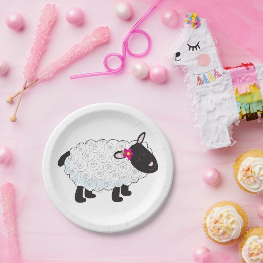 Schwarze Schafe mit weißer Wolle Pappteller (Party)