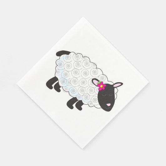 Schwarze Schafe mit weißer Wolle Serviette (Ecke)