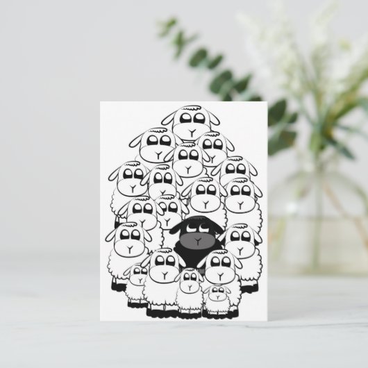 Schwarze Schafe Postkarte (Stehend Vorderseite)