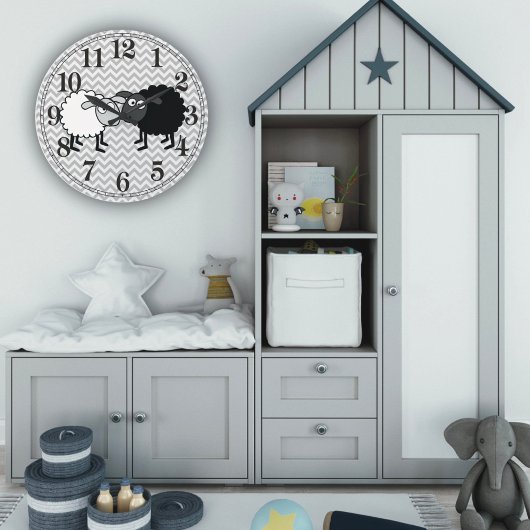 Schwarze Schafe Weiße Schafe Runde (große Wall-Uhr Große Wanduhr