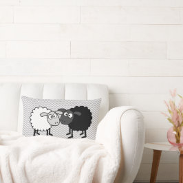 Schwarze Schafe, weißes Schaftkopfkissen Lendenkissen