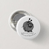 Schwarze Schafgarne und Wollfäden SammlerButton Button (Vorne & Hinten)