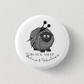 Schwarze Schafgarne und Wollfäden SammlerButton Button (Vorderseite)