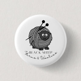 Schwarze Schafgarne und Wollfäden SammlerButton Button