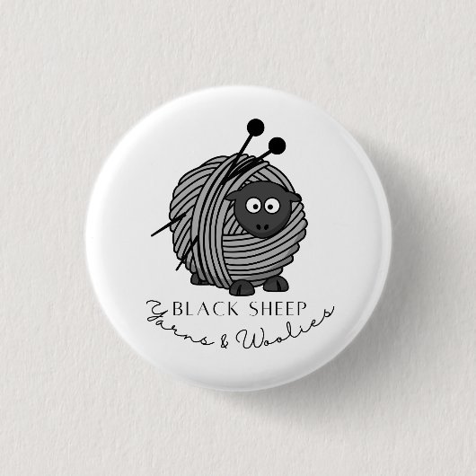 Schwarze Schafgarne und Wollfäden SammlerButton Button (Vorderseite)