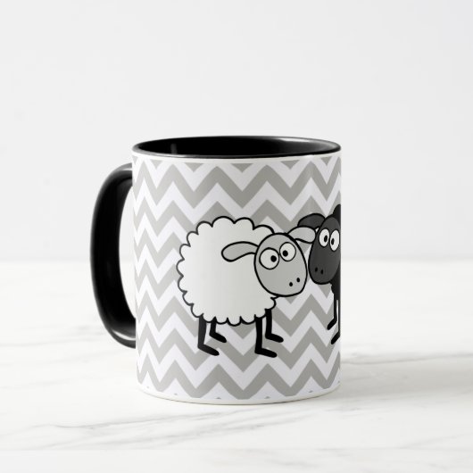 Schwarze Schafweiße Schafe Schwarz Combo-Tasse 11 Tasse (Vorderseite Links)