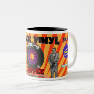 SCHWARZE SCHALLPLATTE-MARKE KAFFEE---SPOOF! ZWEIFARBIGE TASSE