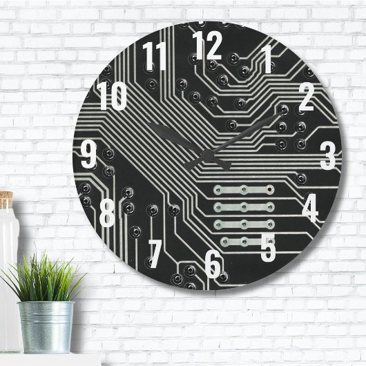 Schwarze Schalttafel der Technologie Große Wanduhr