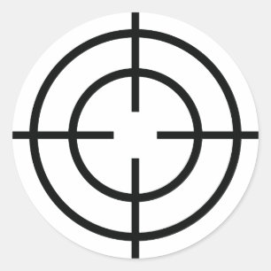 schwarze Scharfschützequerlinienikone Runder Aufkleber