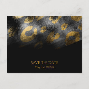 Schwarze Schatten & Leopard Print Exotic Chic Ankündigungspostkarte