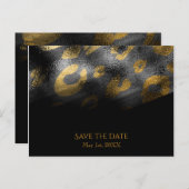 Schwarze Schatten & Leopard Print Exotic Chic Ankündigungspostkarte (Vorne/Hinten)