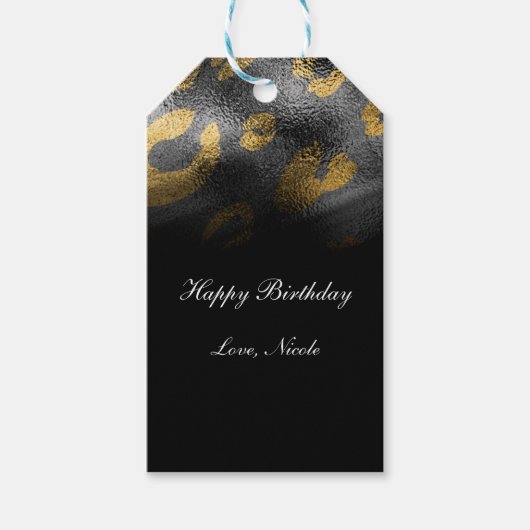 Schwarze Schatten & Leopard Print Exotic Chic Geschenkanhänger (Vorderseite)