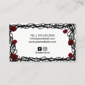 Schwarze Schere, Rote Rose & Thorn, Gerahmt Visitenkarte (Rückseite)