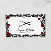 Schwarze Schere, Rote Rose & Thorn, Gerahmt Visitenkarte (Vorderseite)
