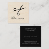 Schwarze Schere, schwarzer Haarstil für Kunsthandw Quadratische Visitenkarte (Vorne/Hinten)