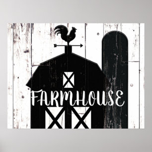 Schwarze Scheune Weiße Holz Rustikale Farmhaus Lan Poster