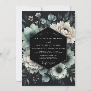Schwarze Schiefer-Teal-Hochzeit Einladung
