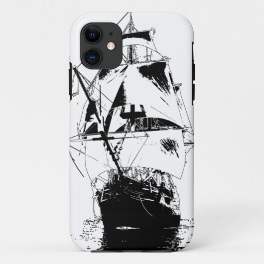 Schwarze Schiffs-Silhouette Case-Mate iPhone Hülle (Rückseite)