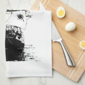 Schwarze Schiffs-Silhouette Geschirrtuch (Viertel Falte)