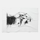 Schwarze Schiffs-Silhouette Geschirrtuch (Horizontal)