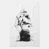 Schwarze Schiffs-Silhouette Geschirrtuch (Vertikal)