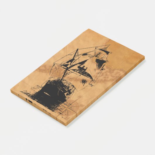 Schwarze Schiffs-Silhouette Post-it Klebezettel (angewinkelt)