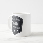 Schwarze Schild-Vintage Weltbester Mathe-Lehrer Kaffeetasse (Vorderseite Links)