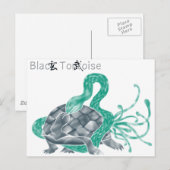 Schwarze Schildkröte(schwarz) Postkarte (Vorne/Hinten)