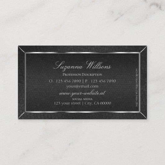 Schwarze Schlange Silberdekor mit Monogramm Visitenkarte (Rückseite)