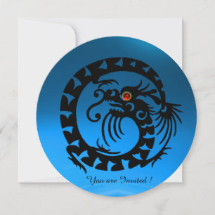 SCHWARZE SCHLANGEN-DRACHEN BLAUER SAPHIR-EDELSTEIN EINLADUNG