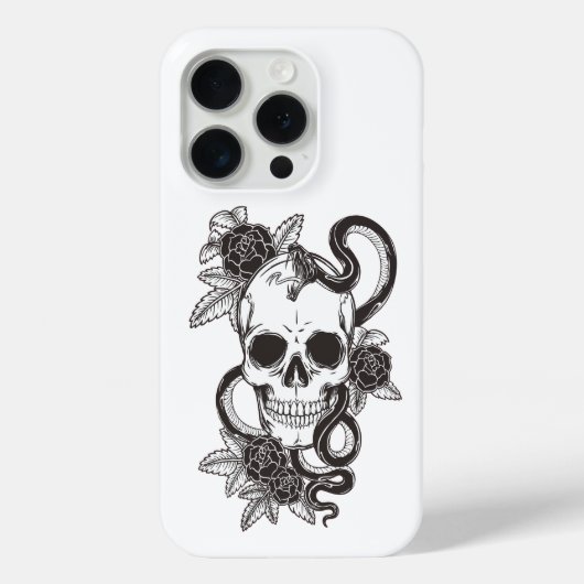 Schwarze Schlangen Tattoo Style Print Shootproof Case-Mate iPhone Hülle (Rückseite)